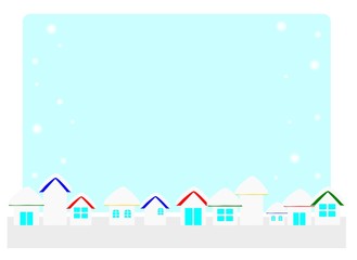 雪が積もっている冬の住宅街のフレーム	