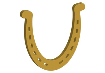 Herradura dorada sobre fondo blanco.