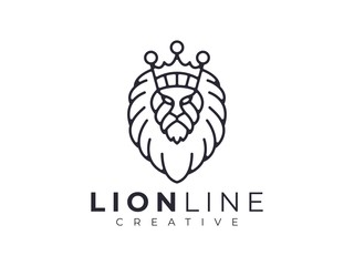 king of lions, crowns, royal lions outline elegant minimalist logo