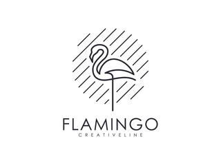 Outline elegant minimalist luxury fancy flamingo logo template © EndR_ID