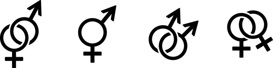 Gender symbol vector icon set 