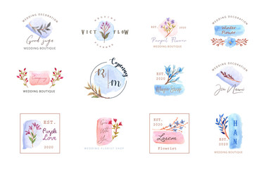 premade logo bundle branding  with floral watercolor