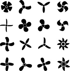 Propeller or fan turbine engine vector icon set isolated on white background © Dshnrgc