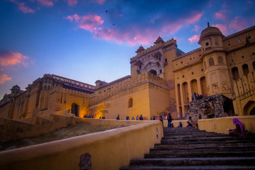 Fototapeta premium Amber Fort On the Sunset ,in Jaipur, Rajasthan, India 
