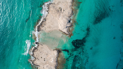 beaches with turquoise sea in the Formentera island