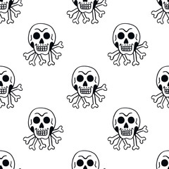 skull illustration traditional tattoo flash seamless doodle pattern