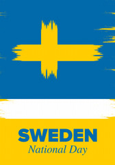 Sweden National Day. Celebrated annually on June 6 in Sweden. Happy national holiday of freedom. Swedish flag. Northern Scandinavian country. Patriotic poster design. Vector illustration