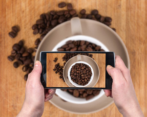 Taking photo of the coffee beans