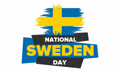 Sweden National Day. Celebrated annually on June 6 in Sweden. Happy national holiday of freedom. Swedish flag. Northern Scandinavian country. Patriotic poster design. Vector illustration