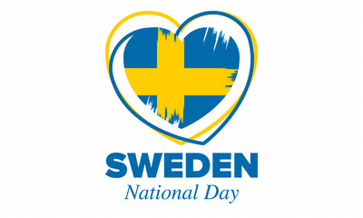 Sweden National Day. Celebrated annually on June 6 in Sweden. Happy national holiday of freedom. Swedish flag. Northern Scandinavian country. Patriotic poster design. Vector illustration