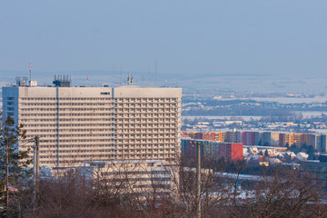 Fototapeta premium View of winter city Brno part Bohunice.