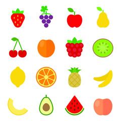 Set of fruit icons. Vector illustration