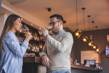 Couple on a date in restaurant