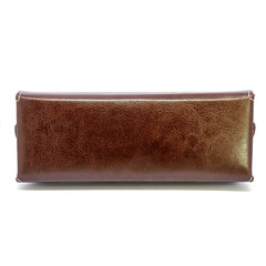 Genuine leather glasses case on white background isolated