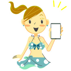 女の子ビキニ　スマホ