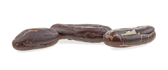 cocoa beans on a white background, isolated.