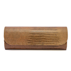 Genuine leather glasses case on white background isolated