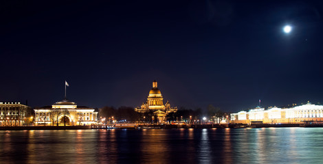 Night view of Isaakievskii the Cathedral in St. Petersburg