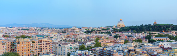 Obraz premium Panoramic view over the historic center of Rome with view to the Saint Peters Basilica in Vatican city