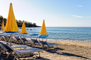 Landscape of Bathing beach Porto Frailis on the rocky coast of Sardinia - Italy