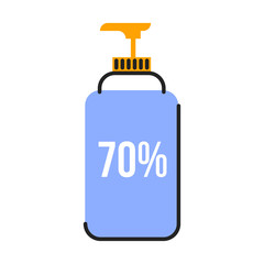 70 percent alcohol containing antiseptic in bottle flat illustration