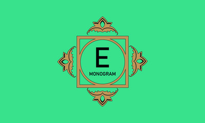 Luxurious colored frame with the letter E. Elegant emblem is well suited for business sign, label, logo.