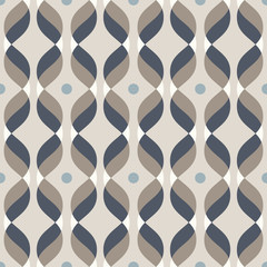 Ogee seamless vector curved pattern, abstract geometric background. Mid century modern wallpaper pattern.