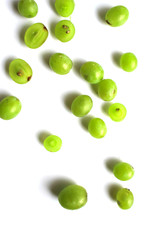 Green grapes on a white background. Fresh grapes