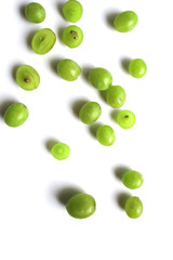 Green grapes on a white background. Fresh grapes