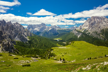 Fototapeta na wymiar Mountain Landscape with big peaks of Dolomites Alps
