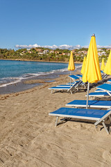 Landscape of Bathing beach Porto Frailis on the rocky coast of Sardinia - Italy