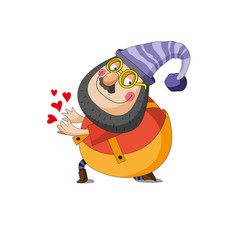 Charming dwarf in glasses with hearts.
