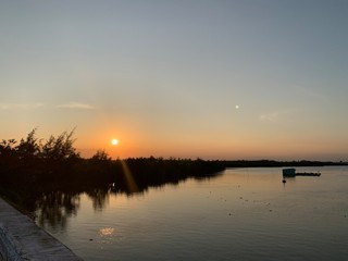 natural sunset over the horizon
