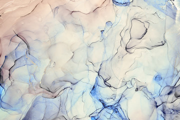 Naklejka premium Fluid Art . Abstract colorful background, wallpaper. Mixing acrylic paints. Modern art. Marble texture. Alcohol ink colors translucent