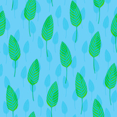 Seamless pattern with tropical leaves, illustration for print