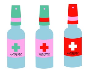 ANTISEPTIC Isolated on a white background. Antiviral agent. Coronavirus protection. Hygiene.