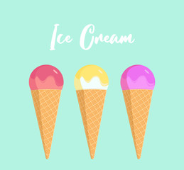 Vector illustration set of ice cream with different colors