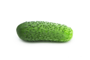 Ripe fresh organic cucumber isolated on white background