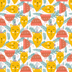 Merry Christmas and Happy New Year seamless pattern illustration. Trendy style. Vector design template. Design for poster, card, invitation, placard, brochure, flyer.