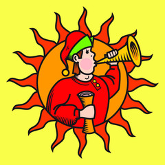 Vector illustration of a herald with a trumpet