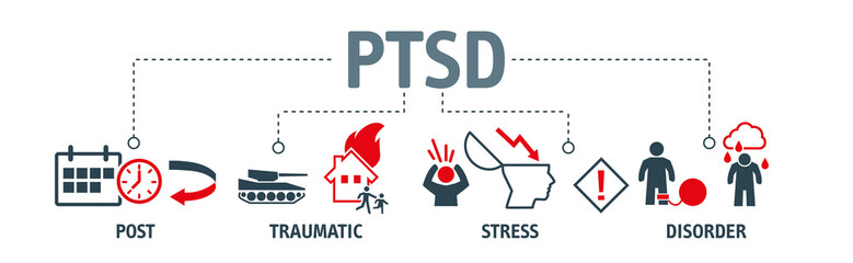 Posttraumatic stress disorder vector illustration concept