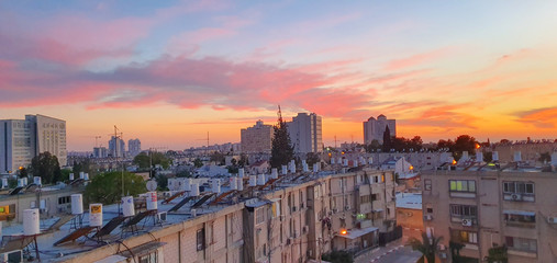 sunset over the city Beer Sheva