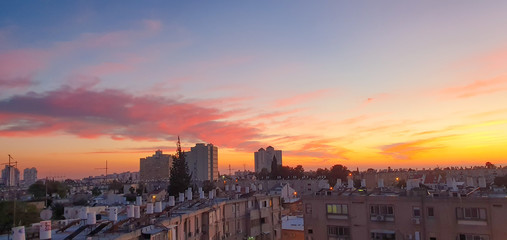 sunset over the city Beer Sheva
