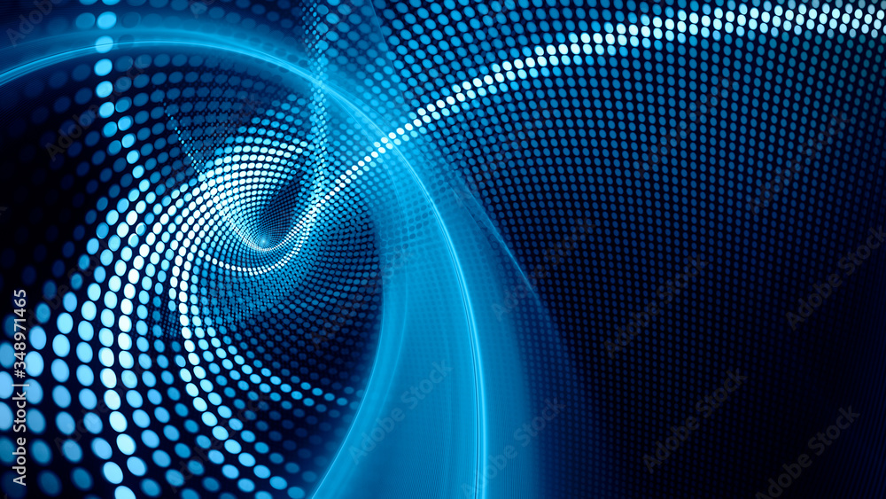 Fototapete abstract dark background. digital art fractal graphics. composition of glowing lines and mosaic half