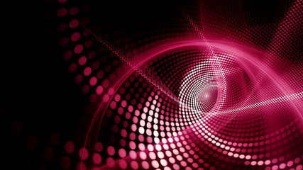 Obraz premium Abstract dark background. Digital art fractal graphics. Composition of glowing lines and mosaic halftone effects. 3d illustration.