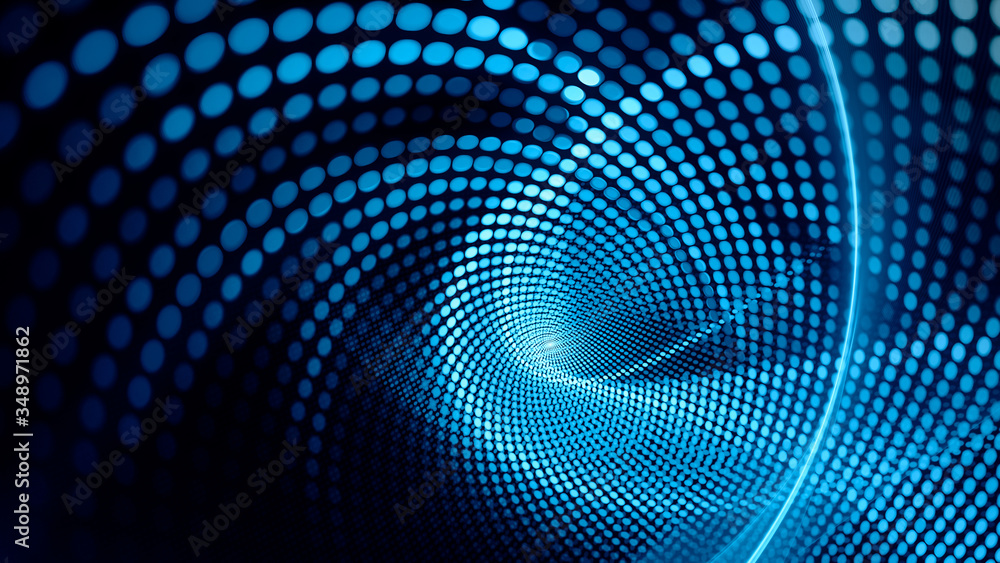 Fototapete abstract dark background. digital art fractal graphics. composition of glowing lines and mosaic half