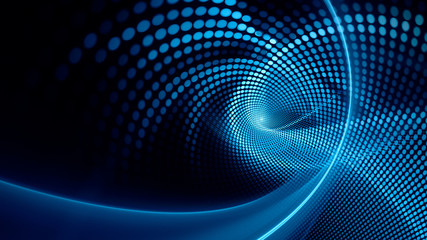 Fototapeta premium Abstract dark background. Digital art fractal graphics. Composition of glowing lines and mosaic halftone effects. 3d illustration.