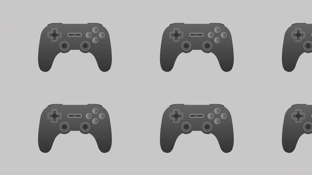 Seamless gamepad animation, concept of gaming and retrogaming