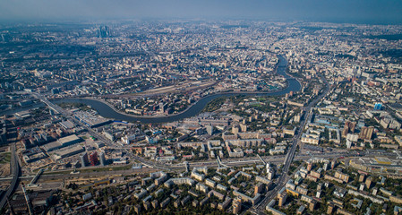 An aerial view taken with a drone in Moscow, Russia