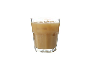 Glass of ice coffee isolated on white background